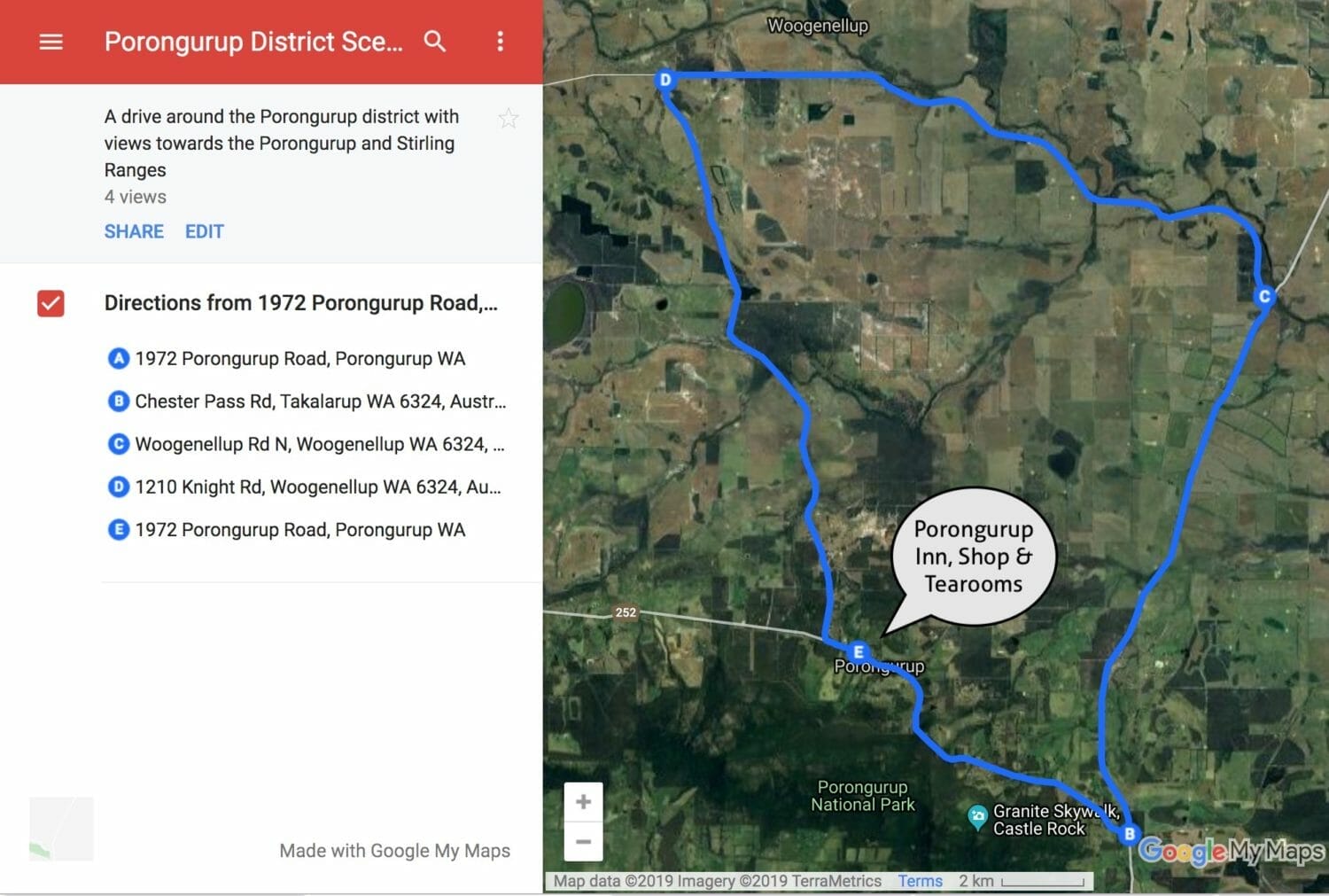 Scenic Drive around the Porongurup District with views of the Porongurup and Stirling Ranges