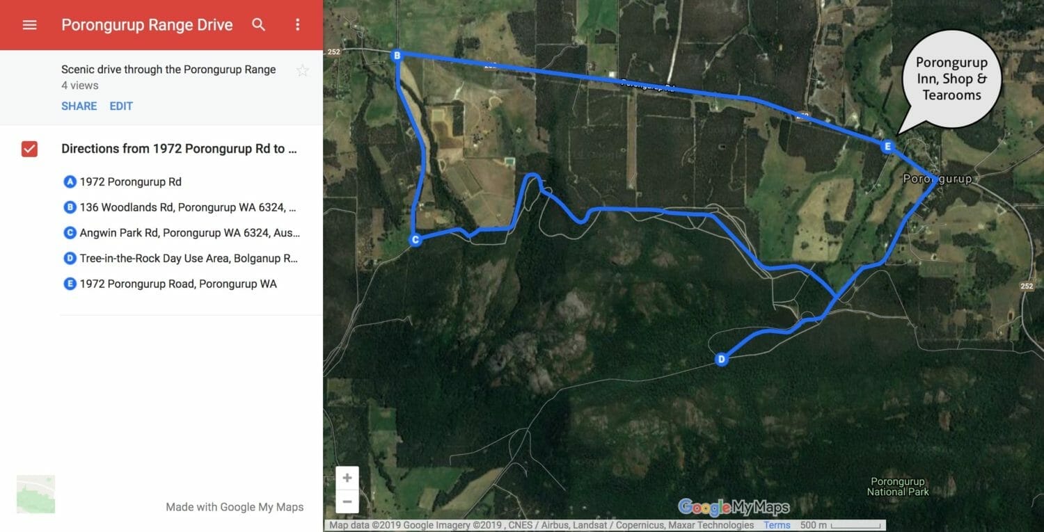 Scenic drive around the Porongurup Range with stunning views
